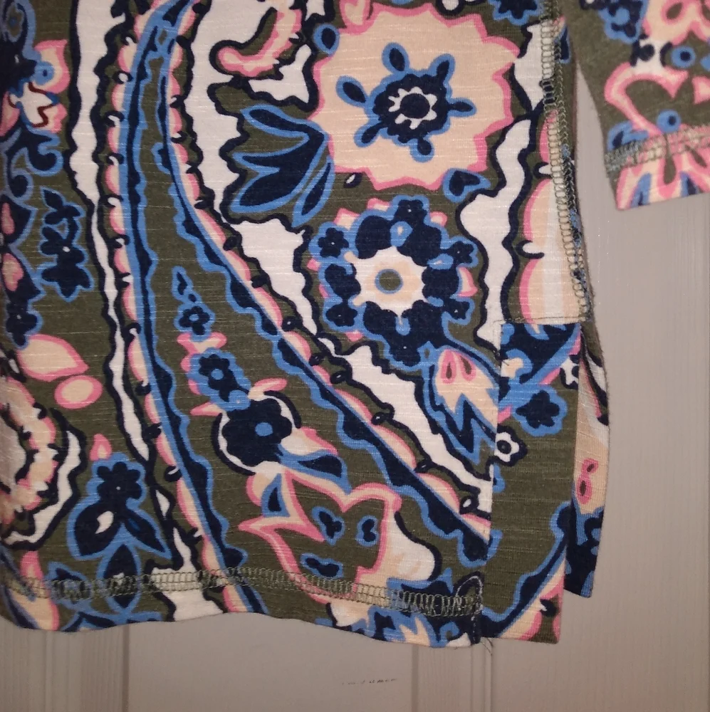 Talbots Pink Blue Paisley Print blouse Size Small petite - Picture 5 of 6